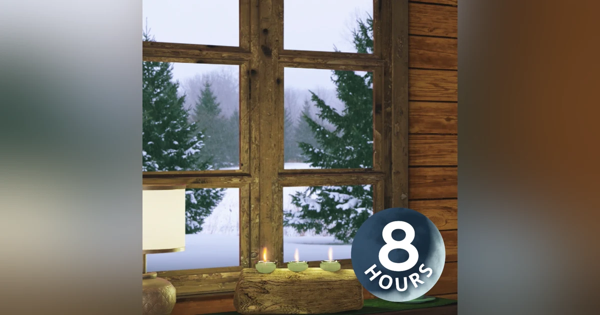 Winter Snowstorm at Cozy Cabin | Sleep to Crackling Fireplace and Wind Sounds 8 Hours