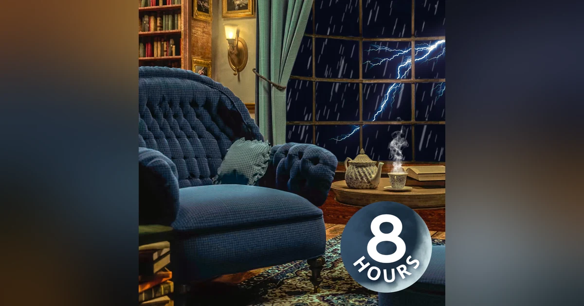 Rain & Crackling Thunder 8 Hours | Cozy Living Room Ambience