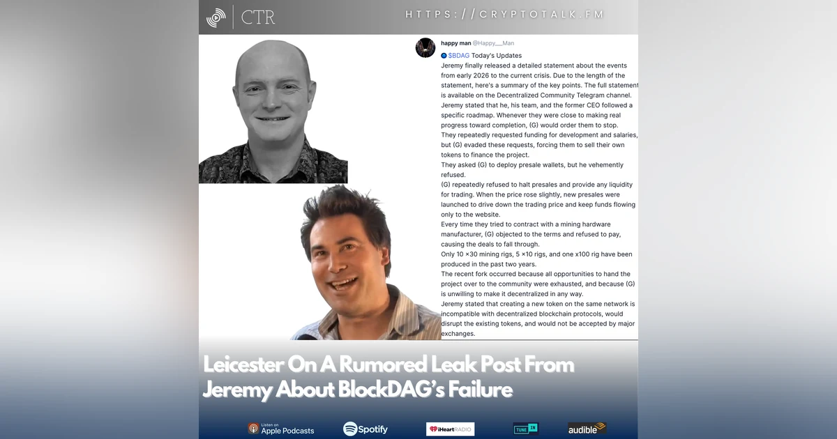 Leicester On A Rumored Leak Post From Jeremy About #BlockDAG’s Failure (OOC) [COLORFUL LANGUAGE]