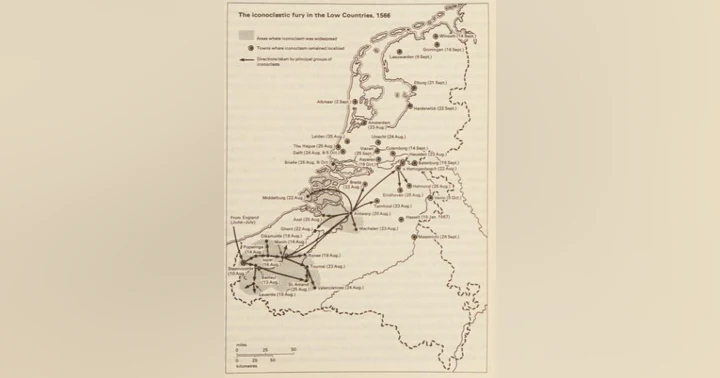 image for Map of the Iconoclastic Fury in the Low Countries, 1566
