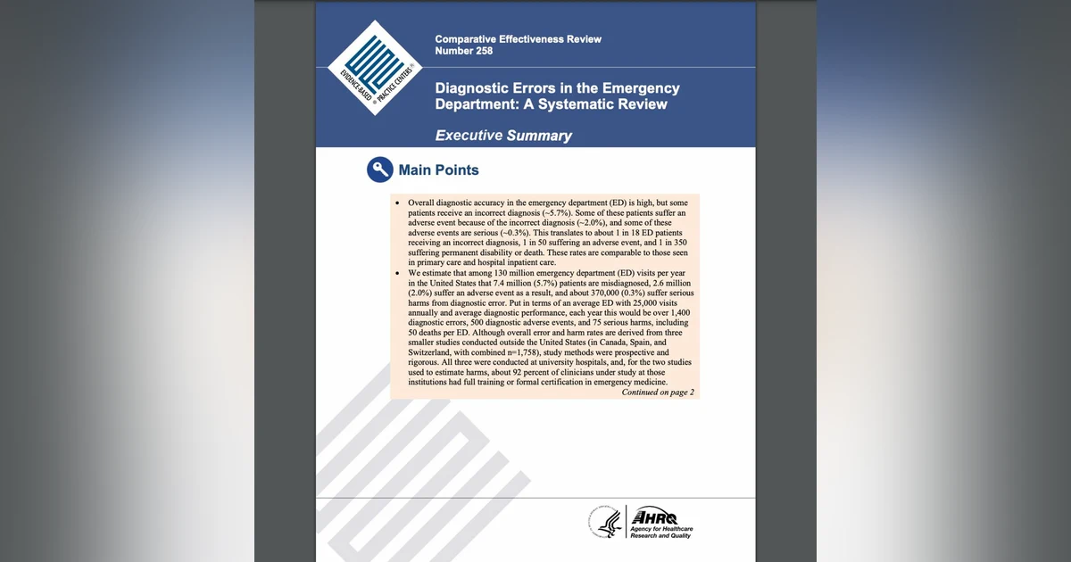 When a Report on Errors is all in Error: Review of the AHRQ Report on EM Diagnostic Errors