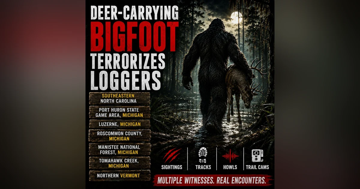 DEER-CARRYING BIGFOOT TERRIFIES LOGGERS IN SOUTHEASTERN NORTH CAROLINA
