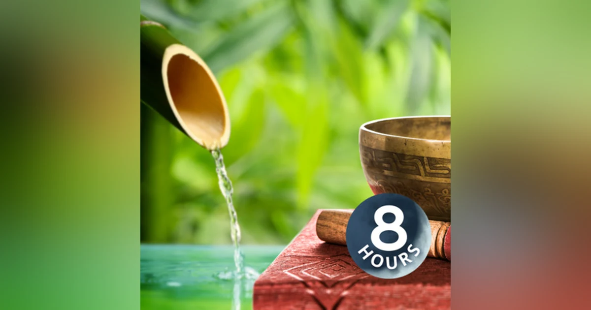 Bamboo Water Fountain + Tibetan Bowls 8 Hours | White Noise with Relaxing Music for Sleep, Studying, Meditation, Yoga