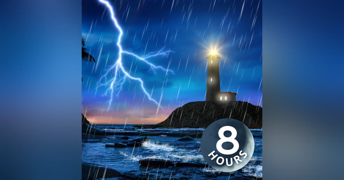 Lighthouse Thunderstorm & Ocean Waves | 8 Hour Sleep Sounds