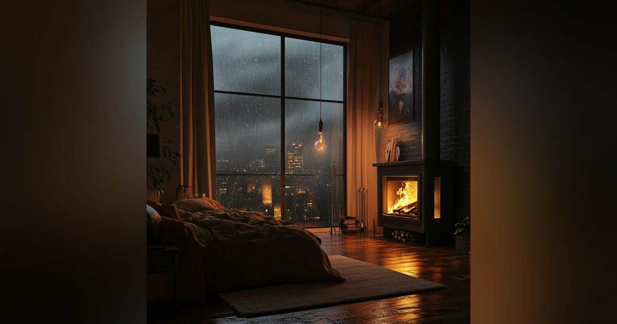 Fall Asleep Instantly with Calming Rain and Fireplace ⚡- Goodbye Stress!