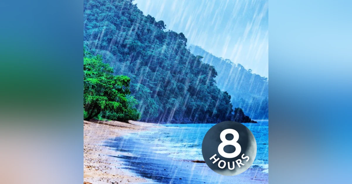 Rain on Beach White Noise 8 Hours | Tropical Rainstorm & Ocean Waves Sounds for Sleep, Studying, Relaxation