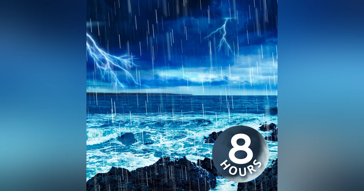 Large Ocean Waves + Epic Rain & Thunder = Best Sleep Ever! | 8 Hours