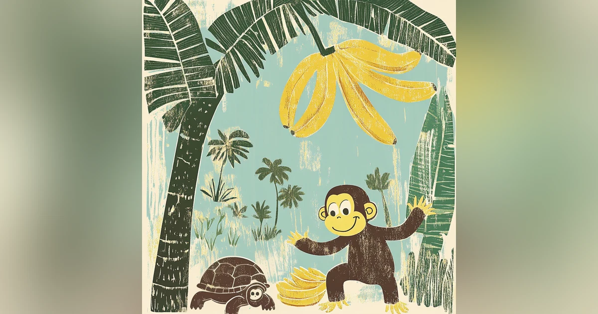 猴子烏龜和香蕉樹 - 中英文雙語睡前故事 - Monkey Turtle and the Banana Tree - Bedtime Story in Mandarin Chinese and English