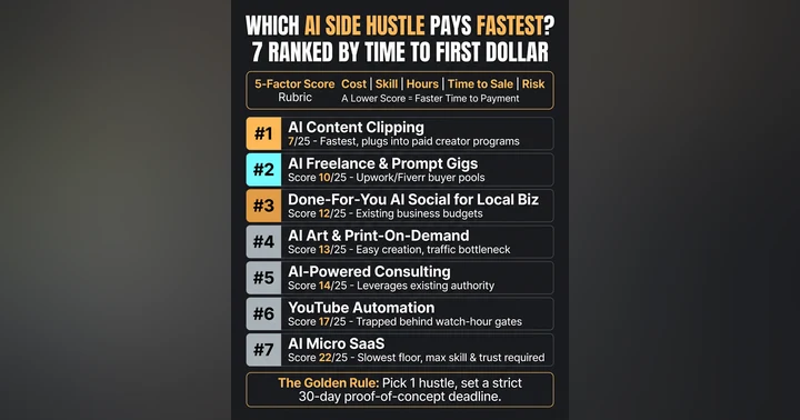image for Fastest AI Side Hustles: 7 Ranked by Time to Pay