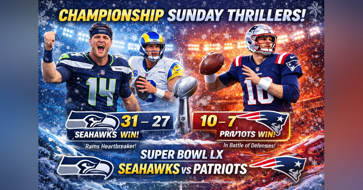 SUPER BOWL LX ALL SET AFTER CHAMPIONSHIP SUNDAY THRILLERS