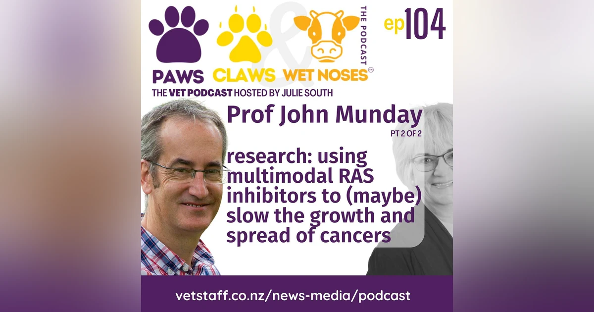 Prof John Munday continued - world first RAS research to treat cancer in cats and dogs - pt 2 - ep 104