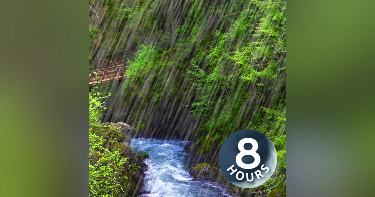 Rushing River Rapids & Rainstorm | Water Sounds with Rain White Noise 8 Hours