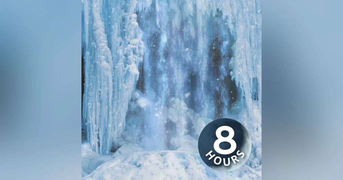 Icy Waterfall Sounds 8 Hours | Falling Water and Snowstorm Ambience