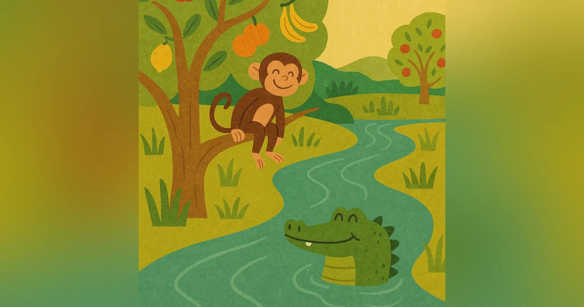 The Monkey and the Crocodile | 猴子與鱷魚 | 中英文雙語故事 | Learn Chinese & English Through Story Listening