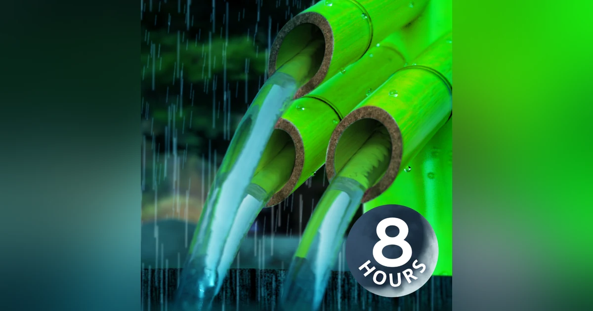 Fall Asleep with Bamboo Water Fountain & Rain Ambience 8 Hours