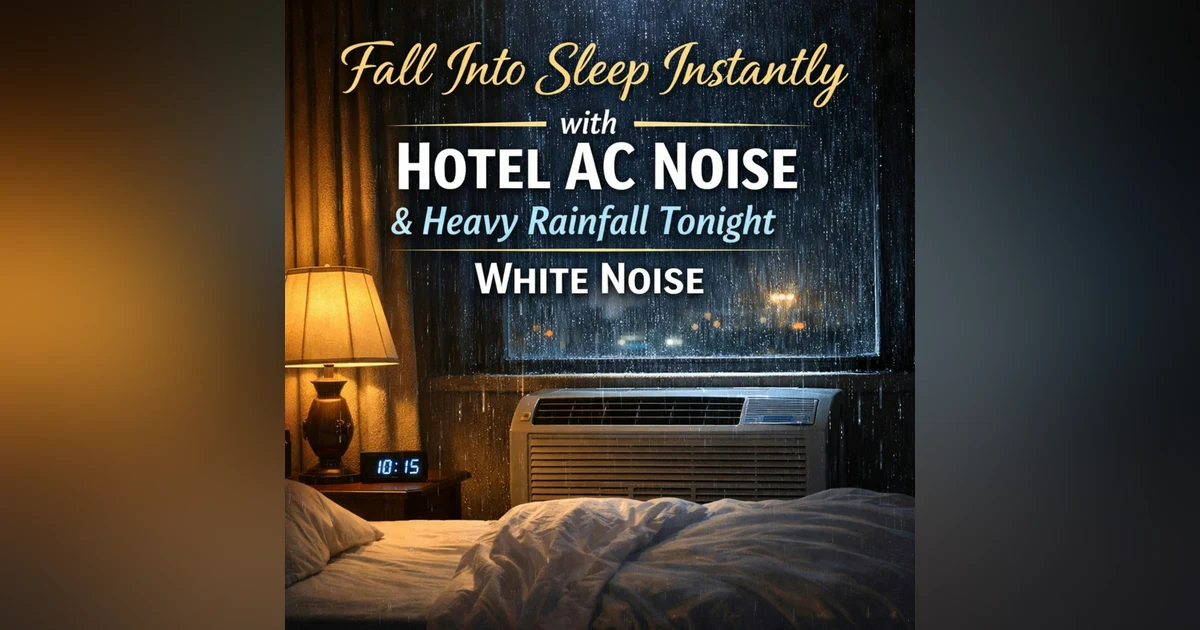 Fall Into Sleep Instantly with Hotel AC Noise Heavy Rainfall Tonight | White Noise