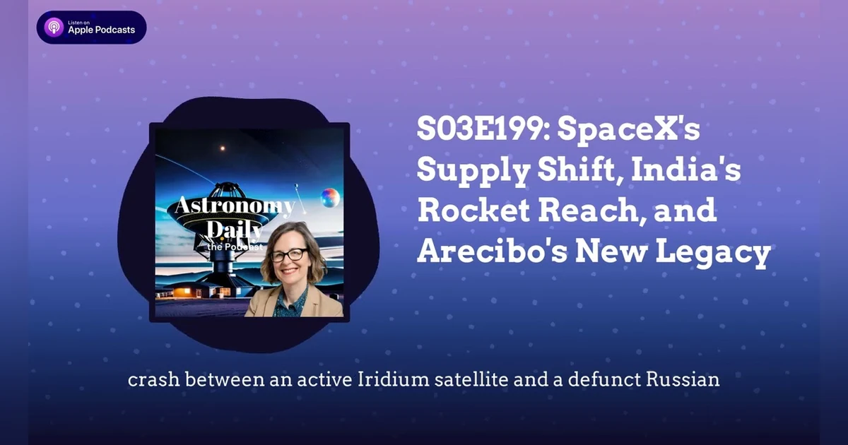 S03E199: SpaceX’s Supply Shift, India’s Rocket Reach, and Arecibo’s New Legacy