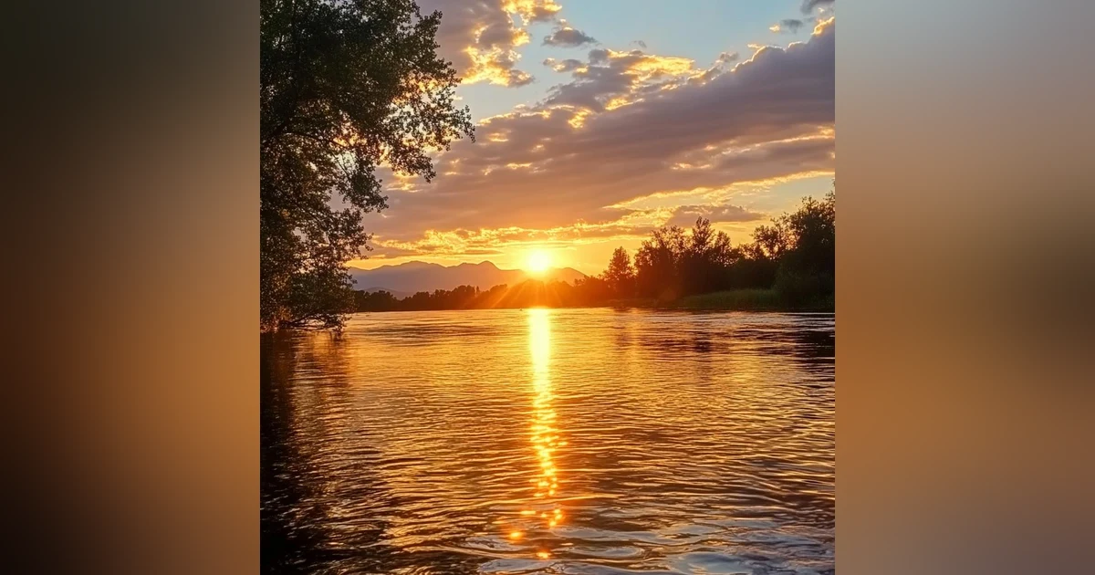 Golden Sunrise on River,  |  Relaxing Nature  | Relaxing River Sounds | 6 Hour