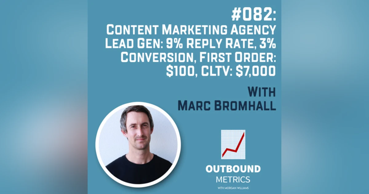 #082: Content Marketing Agency Lead Gen: 9% reply rate, 3% conversion, first order: $100, CLTV: $7,000 (Marc Bromhall)