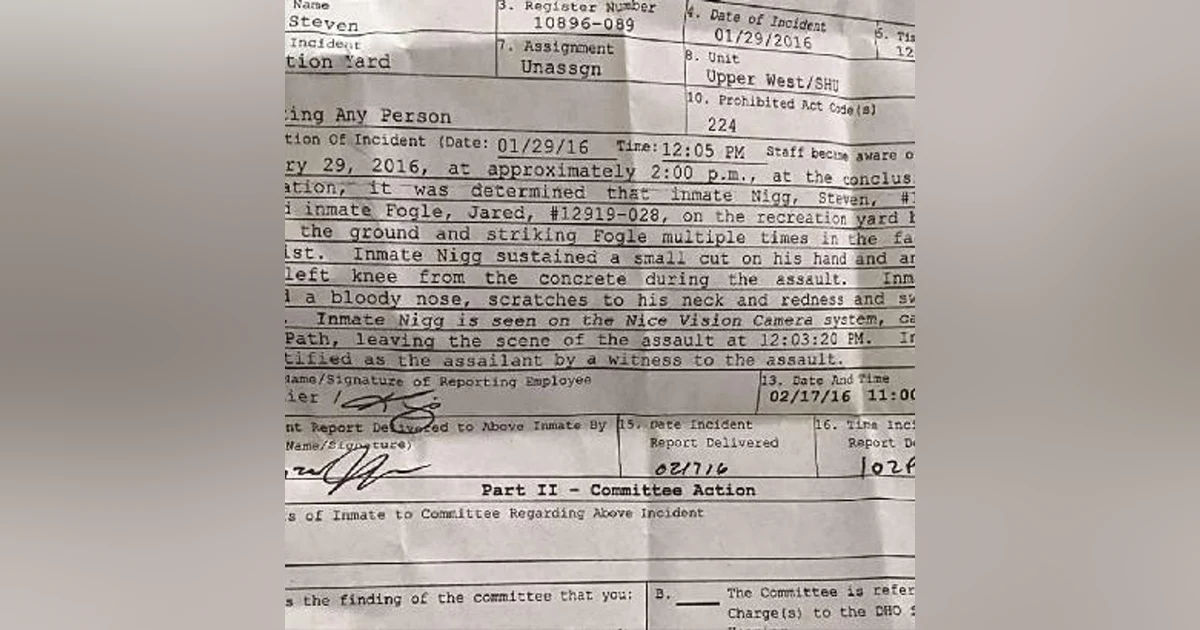 Interview with former federal prisoner Steven Nigg (2023): Assaulted Jared from Subway