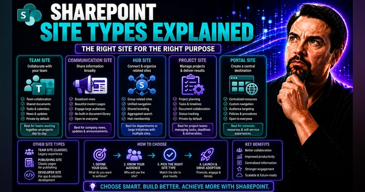 image for SharePoint Site Types Explained: Choosing the Right Site for Microsoft 365 Success