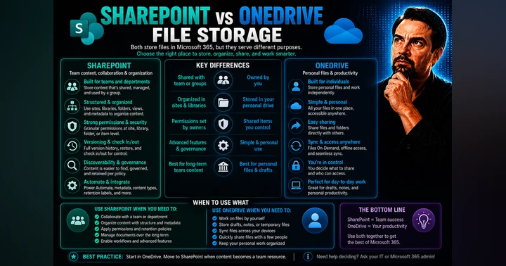 image for SharePoint vs OneDrive File Storage: Choosing the Right Solution for Teams and Organizations