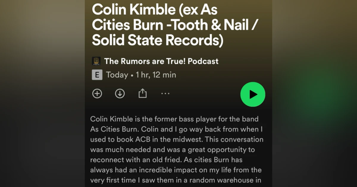 Colin Kimble (ex As Cities Burn - Tooth & Nail / Solid State Records)